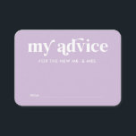 Sommar Lila Bröllopstips Kort<br><div class="desc">"Summer Purple Wedding Advice Card" är perfekt för alla lila bröllop, med ett ljust lila bröllopstema som smidigt smälter samman med lavendel- och syrenbröllopsteman. Idealiskt för fantasifulla trädgårdsbröllop och vildblomsbröllopsteman, ger detta kort en touch av charm till ditt vår- eller sommarbröllop. Inför det i dina lila bröllopsidéer för att skapa...</div>