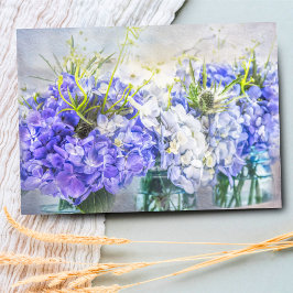 Sommar Lila Hydrangeas Mason Burk Blank Inside Hälsningskort