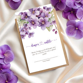 Sommar Lila Violet Flowers Diaper Raffle Tilläggskort