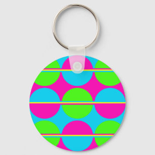 Sommar Lime Green Shock rosa Teal Circles Rand Nyckelring