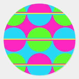 Sommar Lime Green Shock rosa Teal Circles Rand Runt Klistermärke