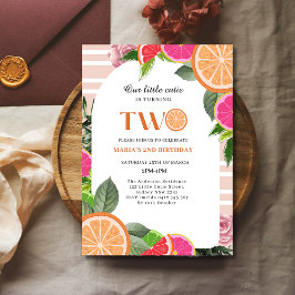 Sommar Little Cutie Orange Citrus 2:a födelsedag Inbjudningar