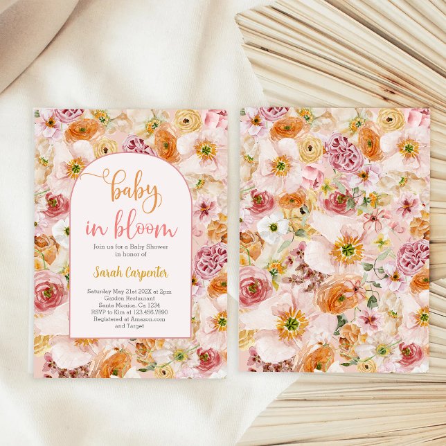 Sommar ljust blommande baby shower flicka inbjudan (Skapare uppladdad)