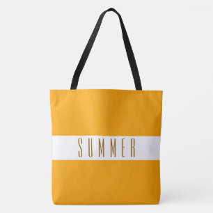 SOMMAR Ljust gyllengul orange vit randig  Tygkasse