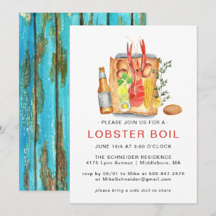 Sommar Lobster Kok   Hummer Bakning Utomhusfest Inbjudningar