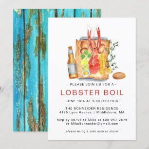 Sommar Lobster Kok Hummer Bakning Utomhusfest Inbjudningar