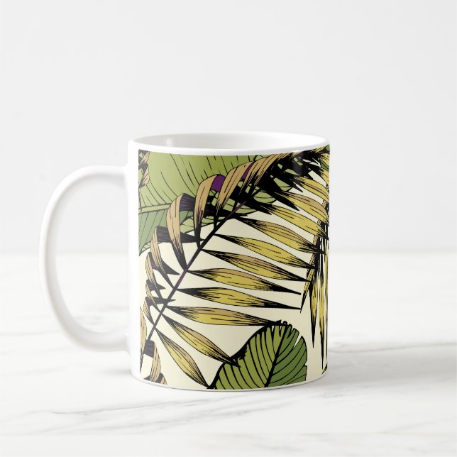 Sommar-löv, grenar, dekorativ sömlös patte kaffemugg (Vänster)