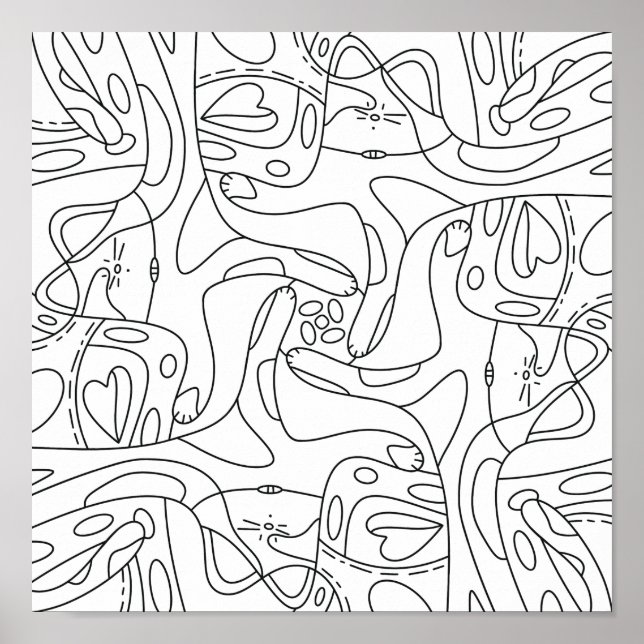 Sommar: Lustigt Smälter Poster Cats Coloring (Framsidan)