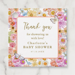 Sommar Luxe Blommigt Bloom Baby Shower Tack Gåvor Etiketter