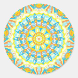 Sommar Mandala Ljus Gul Orange Estetisk Boho Runt Klistermärke