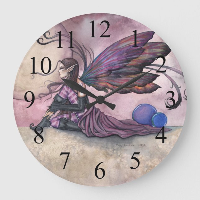 Sommar Måne Fairy Art Wall Clock Stor Klocka (Framsida)