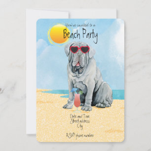 Sommar Mastino Beach Party-inbjudan Julkort