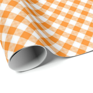 Sömmar matchar: Orange och vit rutig presentpapper