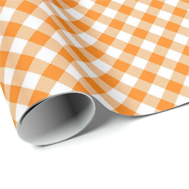 Sömmar matchar: Orange och vit rutig presentpapper (Rullad Hörn)
