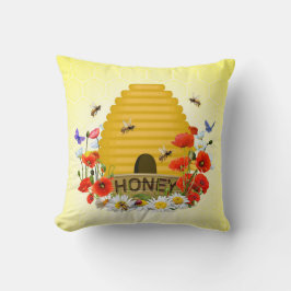 Sommar Meadow Beehive och Honungsbete Kudde