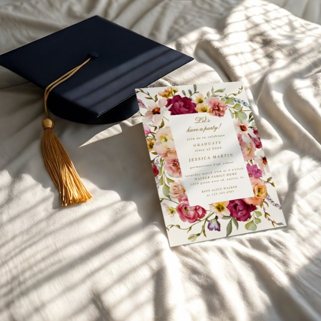 Sommar Meadow Blommigt Photo Studentfest Inbjudan (Skapare uppladdad)