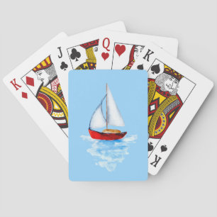 Sommar med blått kustfartyg vatten casinokort