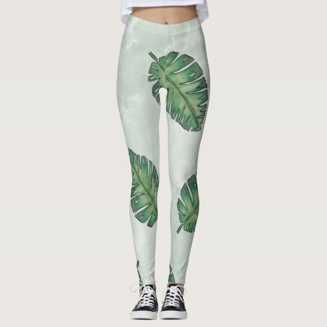 Sommar med Grönt Löv Leggings (Framsida)