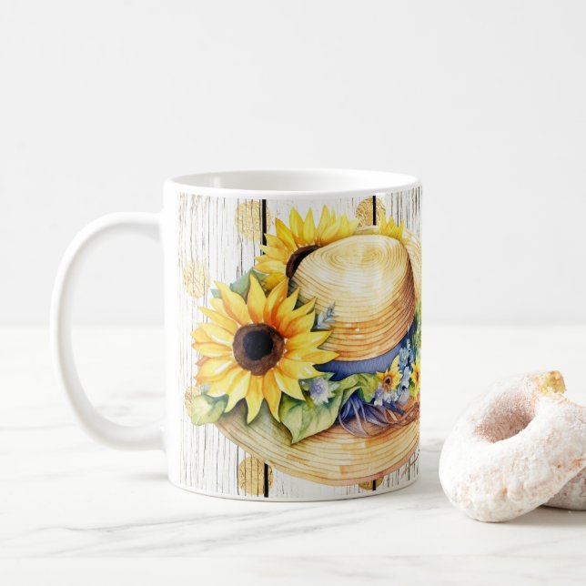 Sommar med solblommor vintage kaffemugg (Med munk)