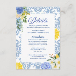Sommar Medelhavet citron Bröllopsdetaljer Tilläggskort
