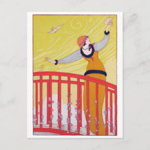 Sommar Mode Ritning Gul Charles Martin Konst  Vykort