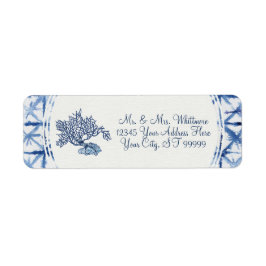 Sommar Modern Dusty Blue and White Möhippa Returadress Etikett