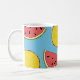 Sommar mönster med ananas och vattenmelonart,ba kaffemugg