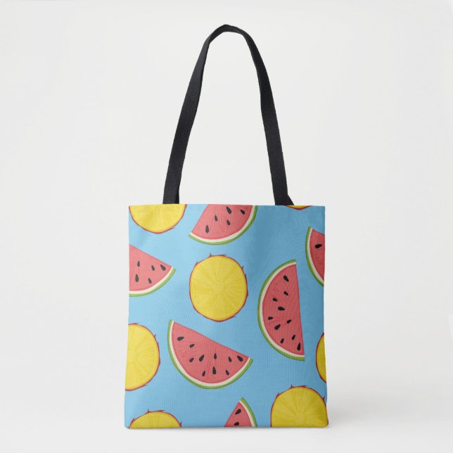 Sommar mönster med ananas och vattenmelonart,ba tygkasse (Framsida)