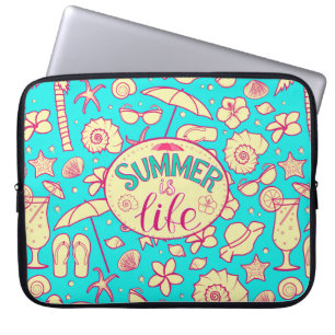 Sommar mönster på turkospuntium: paraply laptop fodral