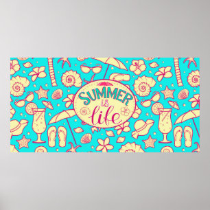 Sommar mönster på turkospuntium: paraply poster