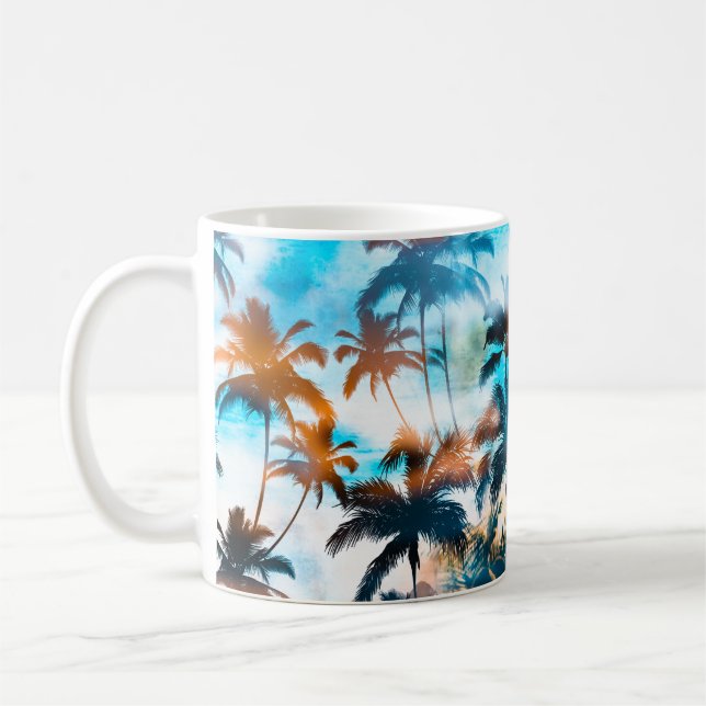 Sommar mönster, tropiska träd, himlar. kaffemugg (Vänster)