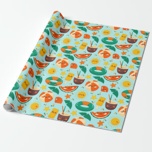 Sommar Mönster Wrapping Papper Presentpapper