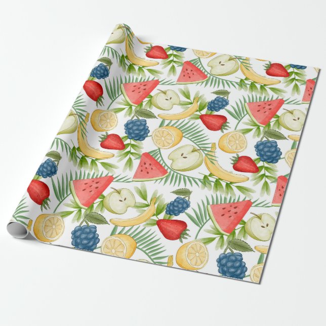 Sommar Mönster Wrapping Papper Presentpapper (Utrullad)