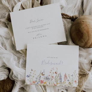 Sommar Multifärgad Wildblomma Bridesmaid Frieri Anteckningskort