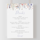 Sommar Multifärgad Wildblomme Bröllop Drinks Menu Poster<br><div class="desc">Den här sommarens multifärgad poster bröllop-dryckesmenyn är perfekt för ett klassiskt bröllop. Utformningen har vattenfärgsfärgad rosa,  ,  lila,  rött,  burgudy,  gult,  vita blommor och fjärilar med en grön,  nyktert bunten i elegant blommigt bouquets.</div>