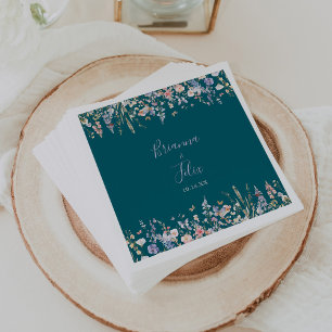 Sommar Multifärgad Wildblomme Grönt Bröllop Napkin Pappersservett