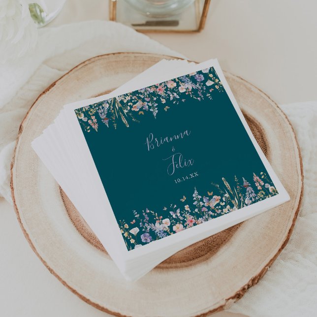 Sommar Multifärgad Wildblomme Grönt Bröllop Napkin Pappersservett (Skapare uppladdad)