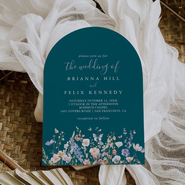 Sommar Multifärgad Wildbloms Grönt Bröllop Inbjudningar (Skapare uppladdad)
