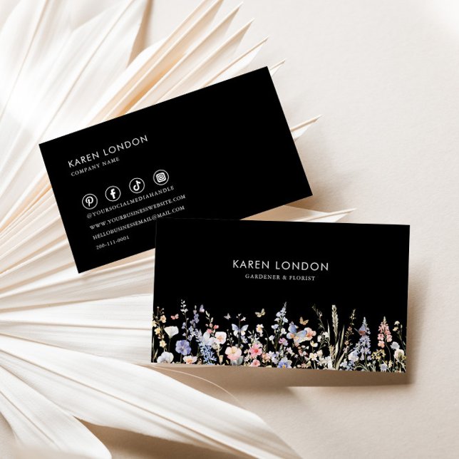 Sommar Multifärgad Wildblomsterträdgårdsmästare oc Visitkort (Skapare uppladdad)