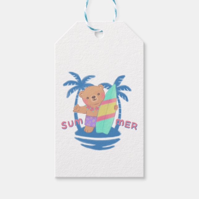Sommar Nalle Surfer i Hawaii Presentetikett (Framsidan)