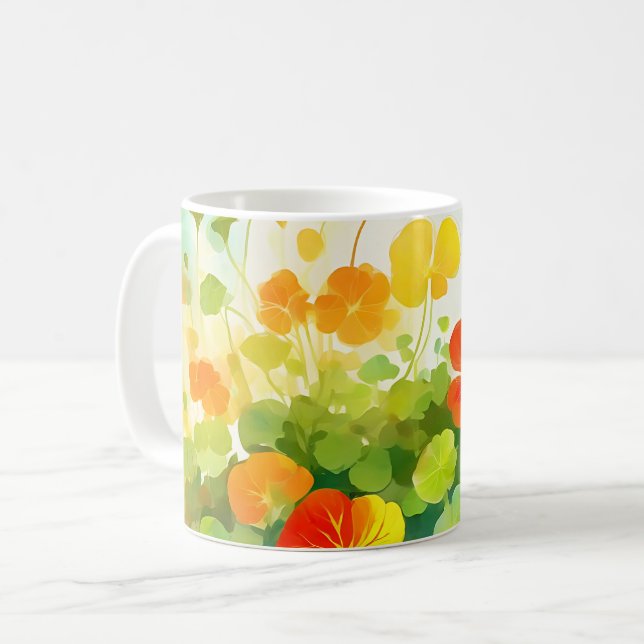 Sommar Nasturtium-Blommigten Kaffemugg (Framsida vänster)