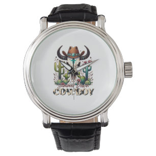 Sommar ner Cowboy Cow Skull western cactus Armbandsur