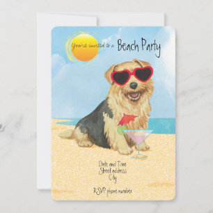 Sommar Norfolk Terrier Beach Party-inbjudan Julkort