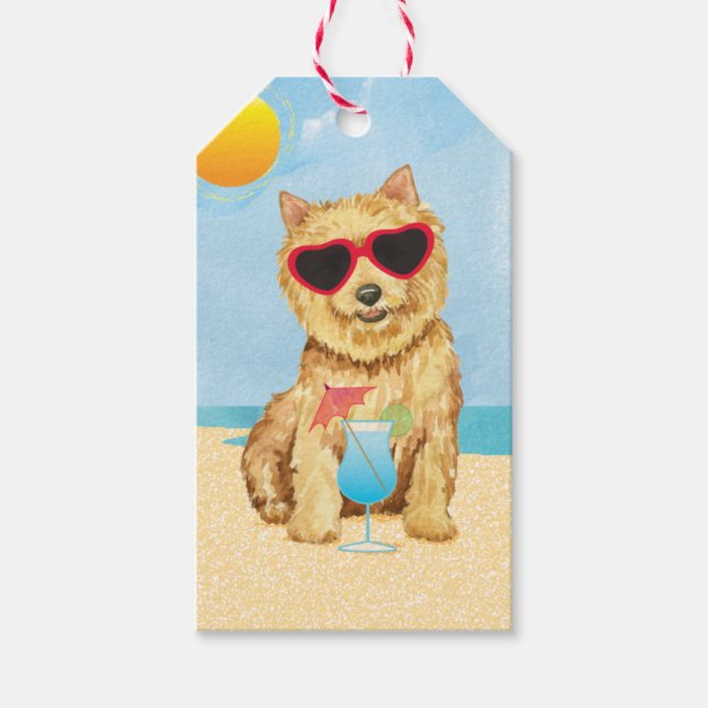 Sommar Norwich Terrier Gift-Märkre Presentetikett (Framsidan)