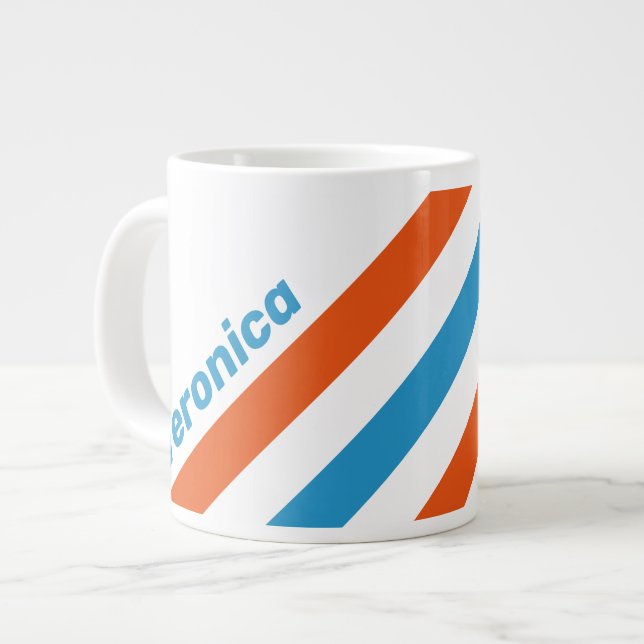 Sommar Nostalgiska Ränder med Namn Jumbo Mugg (Framsida vänster)