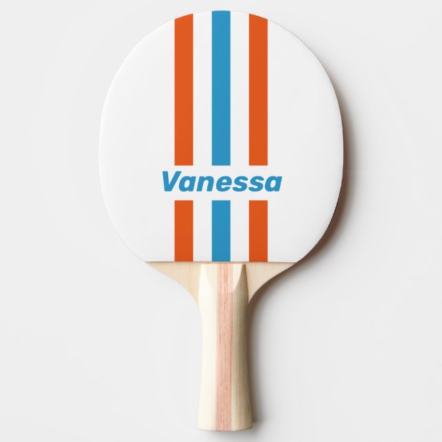 Sommar Nostalgiska Randiga Ränder med Namn Pingisracket (Framsidan)