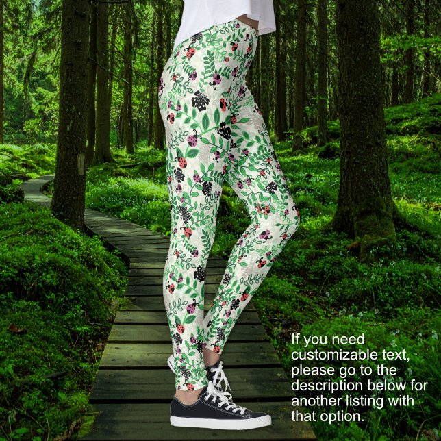 Sommar - Nyckelpigor, Fjärilar Blad - INGEN TEXT Leggings (Summer - Lady Bugs, Butterflies Leaves - NO TEXT Leggings)