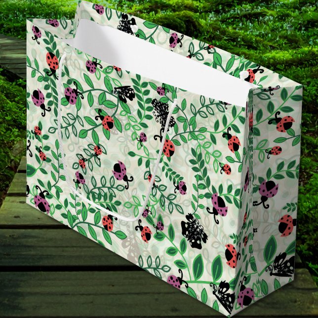 Sommar - Nyckelpigor, Fjärilar Löv (Summer - Lady Bugs, Butterflies Leaves Large Gift Bag)