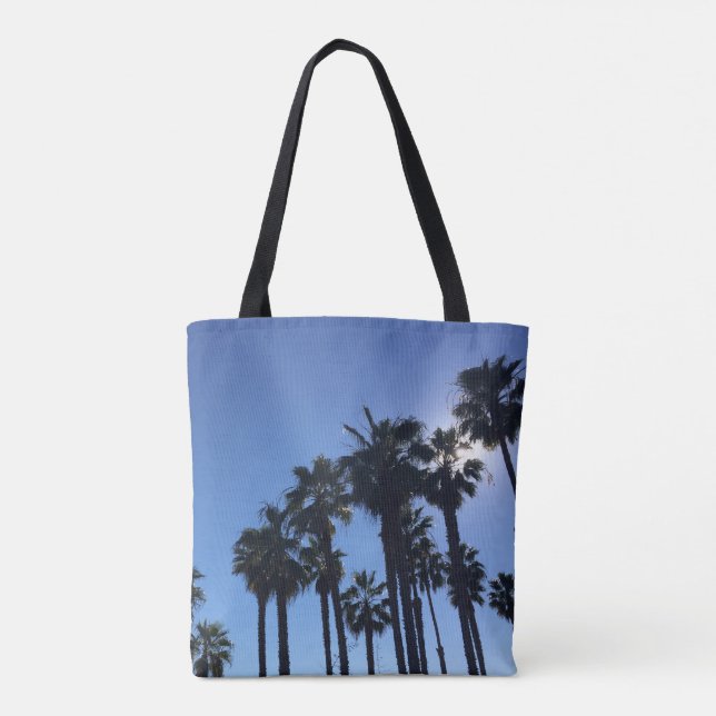 Sommar Ocean Palms Blå Färg Fotografi  Tygkasse (Baksida)