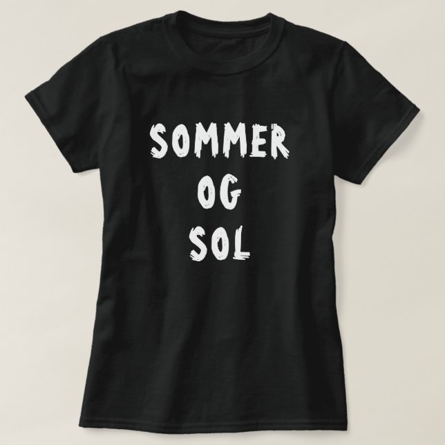 Sommar och sol i norsk svart t-shirt (Design framsida)